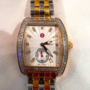 MICHELE Deco Two-Tone Diamond Bracelet Watch
